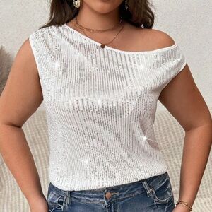 Sparkle off one shoulder top. Brand new. Never been worn.